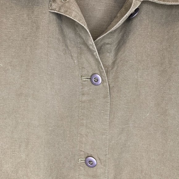 NWT Eileen Fisher Size Large Green Linen Long Sleeve Button Down Cardigan Jacket - Picture 7 of 10